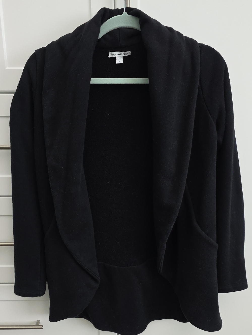 James Perse Black Open-Front Shawl Collar Cardigan